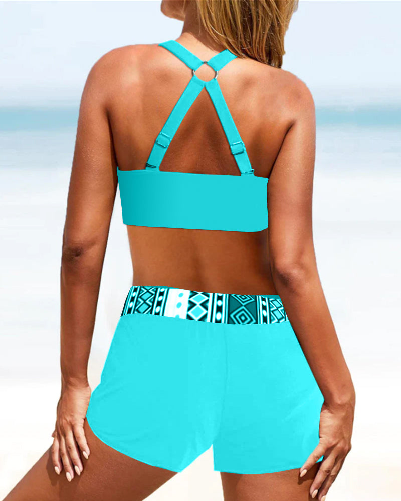 Geometrische print hoge taille bikini's